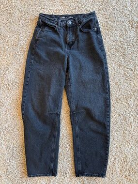 Old Navy Womens High Rise Barrel Leg Denim Jeans Black 6